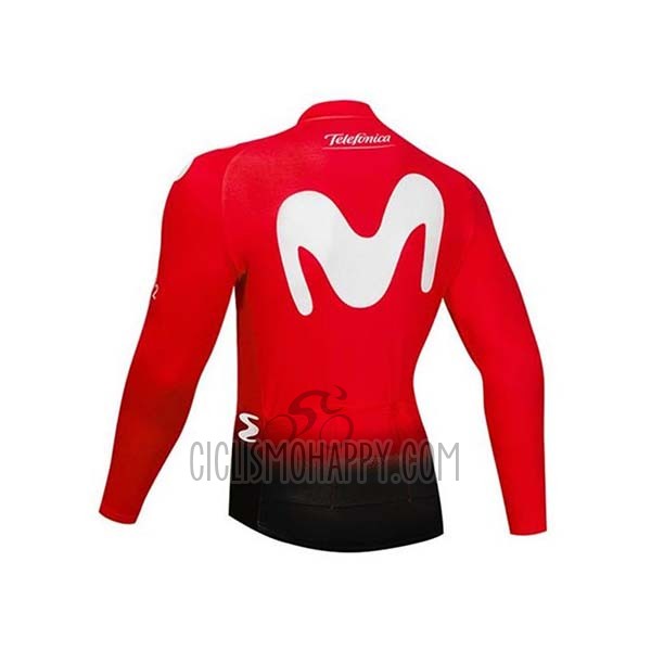 Movistar Cycling Jersey Bib Tight 2020 Long Sleeve Red White